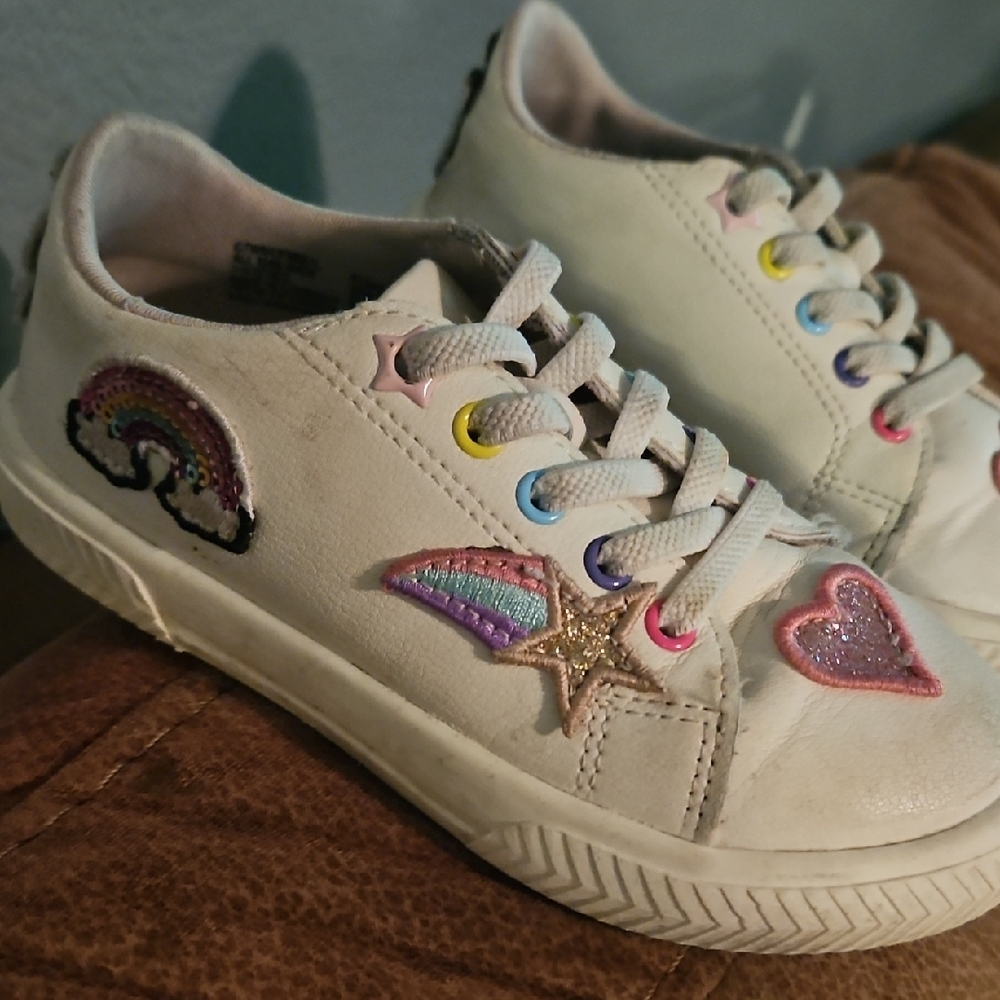 Wonder Nation White Sneakers with Colorful Patches